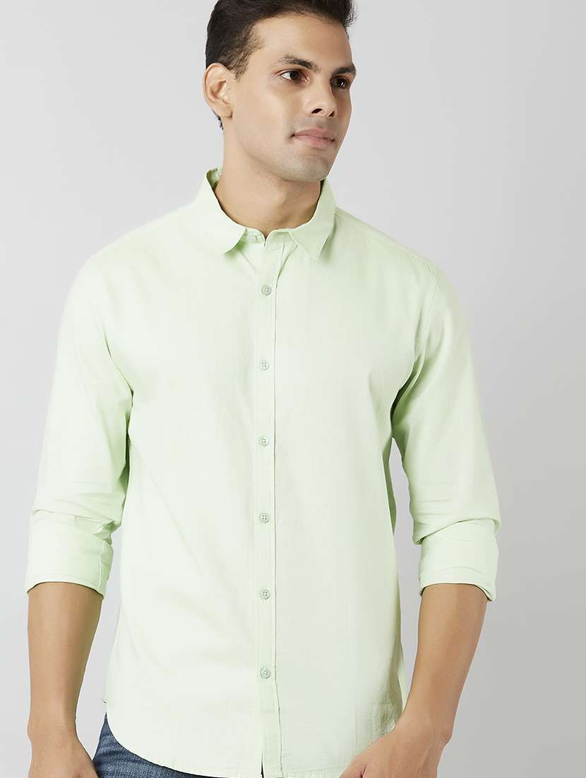 green solid casual shirt - 17732224 -  Standard Image - 1