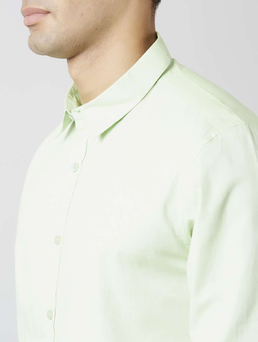 green solid casual shirt - 17732224 -  Standard Image - 4