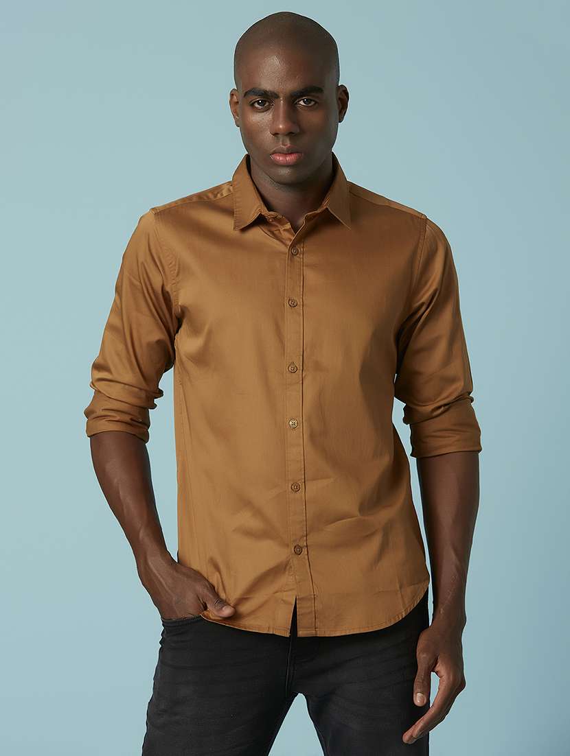 brown solid casual shirt