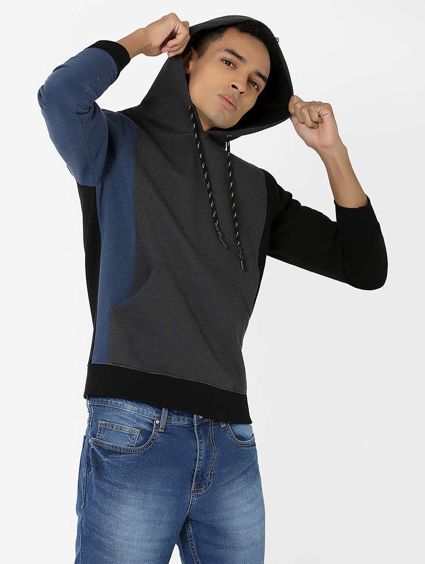 grey color block sweatshirt - 17732288 -  Standard Image - 1