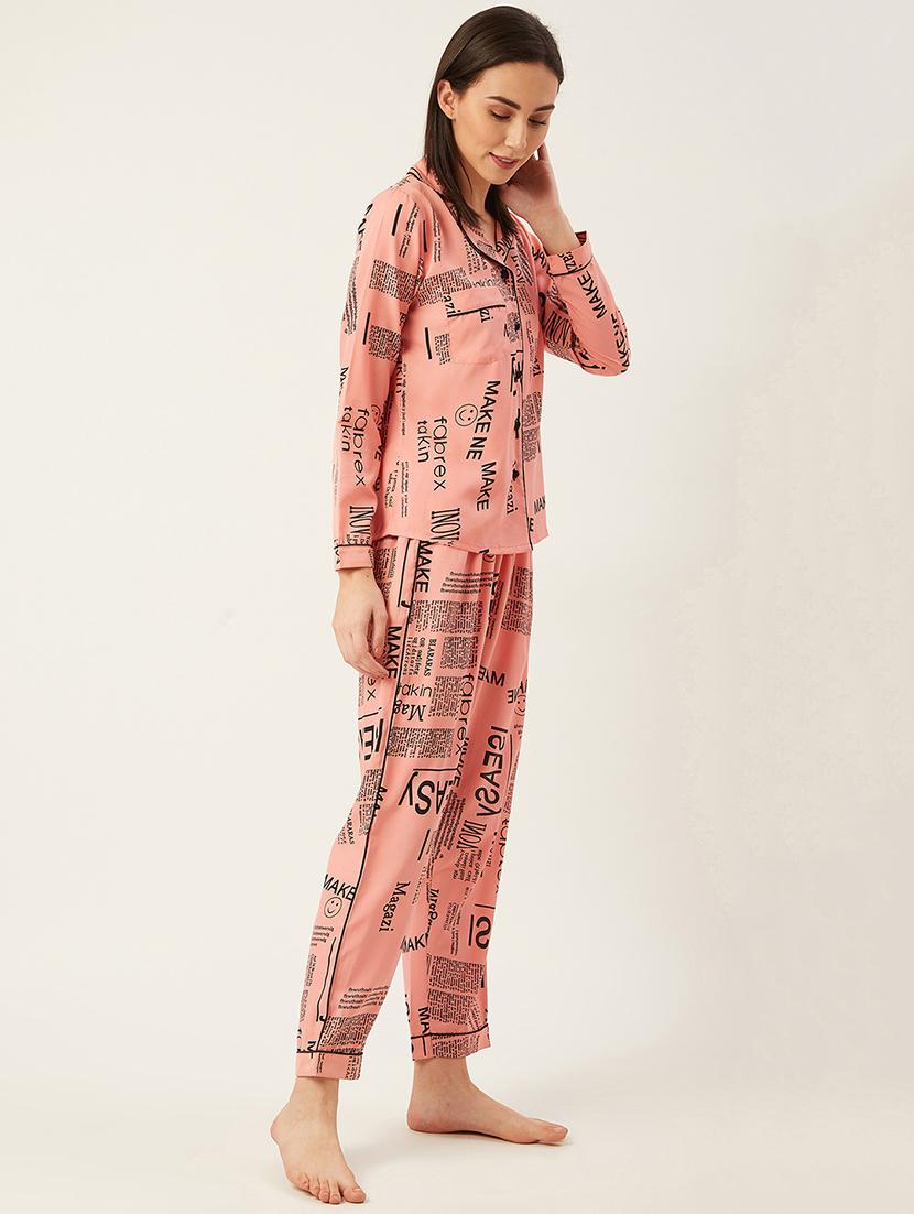 orange printed nightwear pajama set  - 17732927 -  Standard Image - 1
