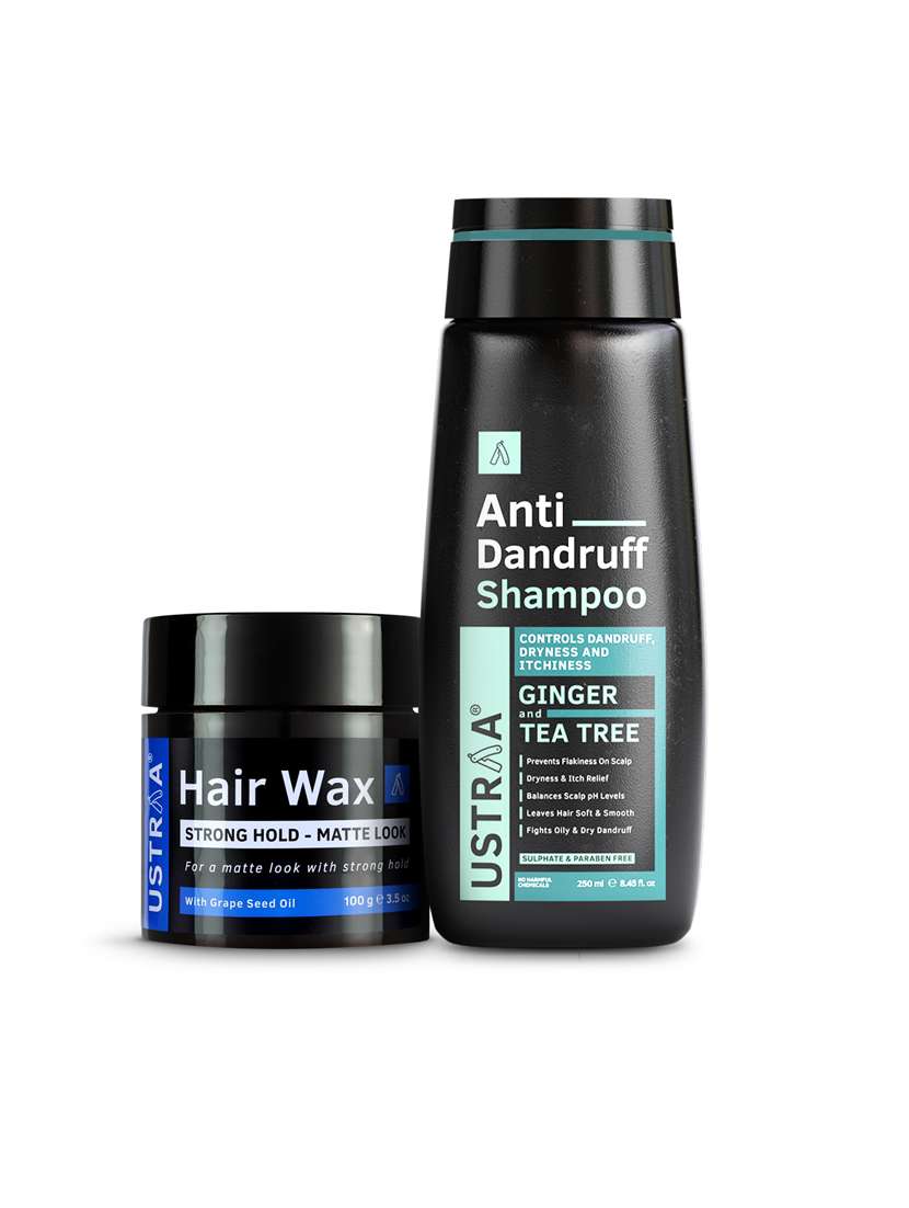 ustraa anti dandruff shampoo - 250ml and ustraa hair wax strong hold matte look - 100g