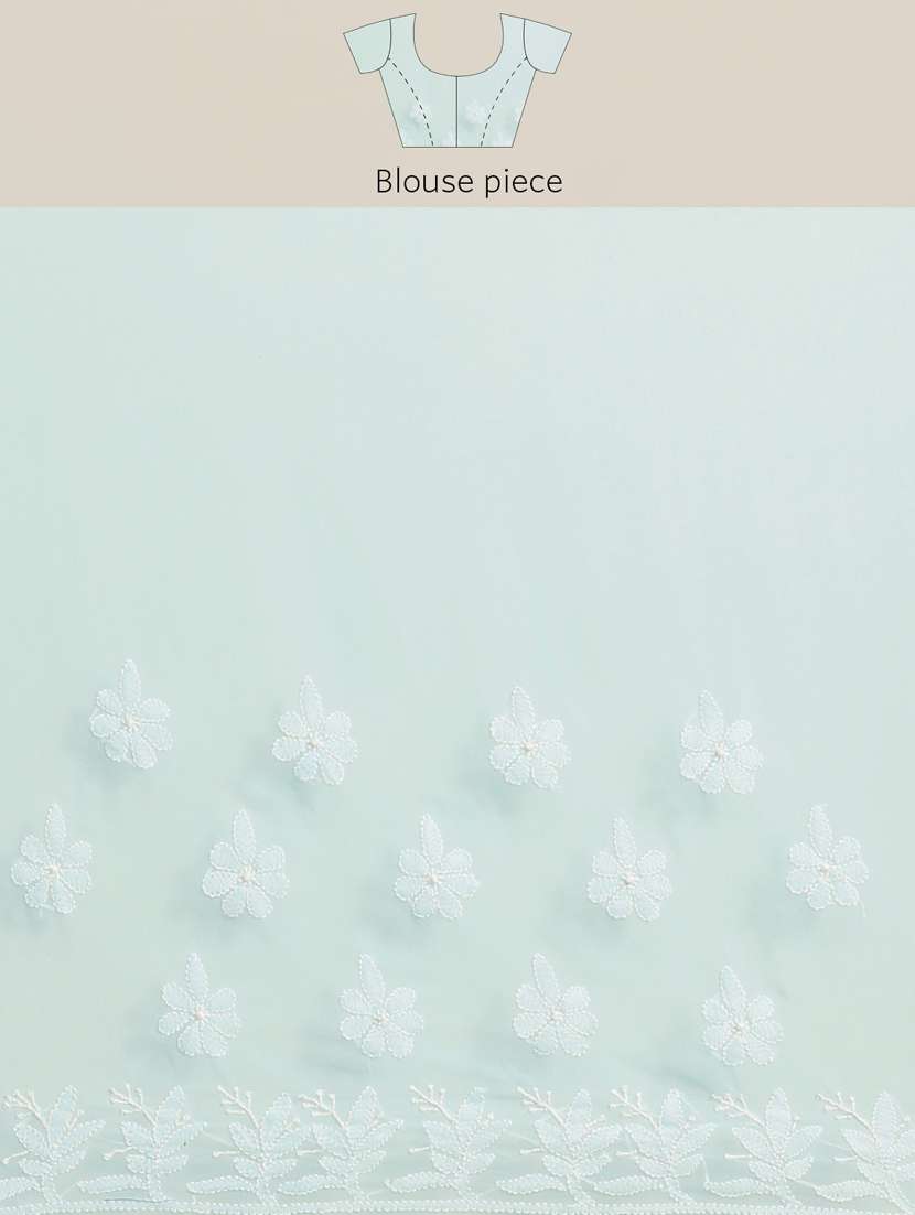 ada hand-embroidered sea green chikankari saree with blouse - 17733146 -  Standard Image - 4