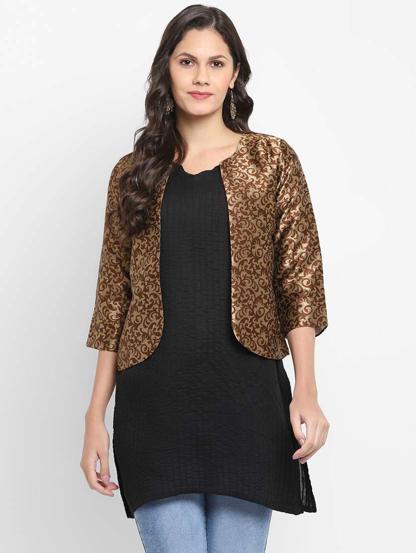 women brown silk blend jacket