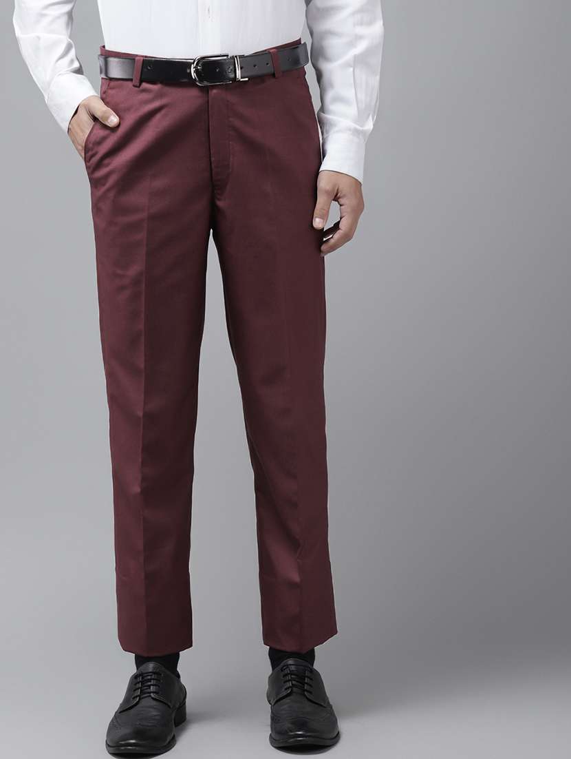 purple solid flat front formal trouser 