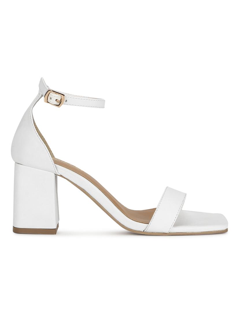 white pu ankle strap sandals - 17734136 -  Standard Image - 1