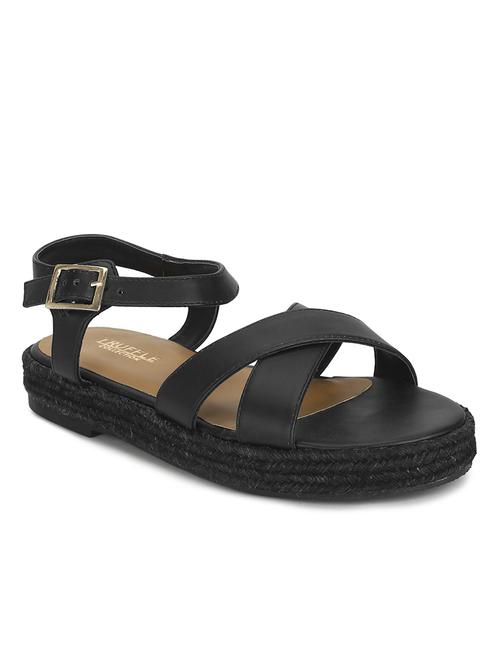 black pu ankle strap sandals - 17734137 -  Standard Image - 0