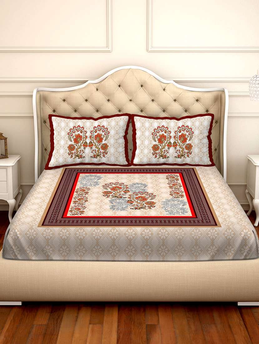 melbourne double bedsheet set super king size 100% luxury cotton red colour-mlb106 - 17734362 -  Standard Image - 1