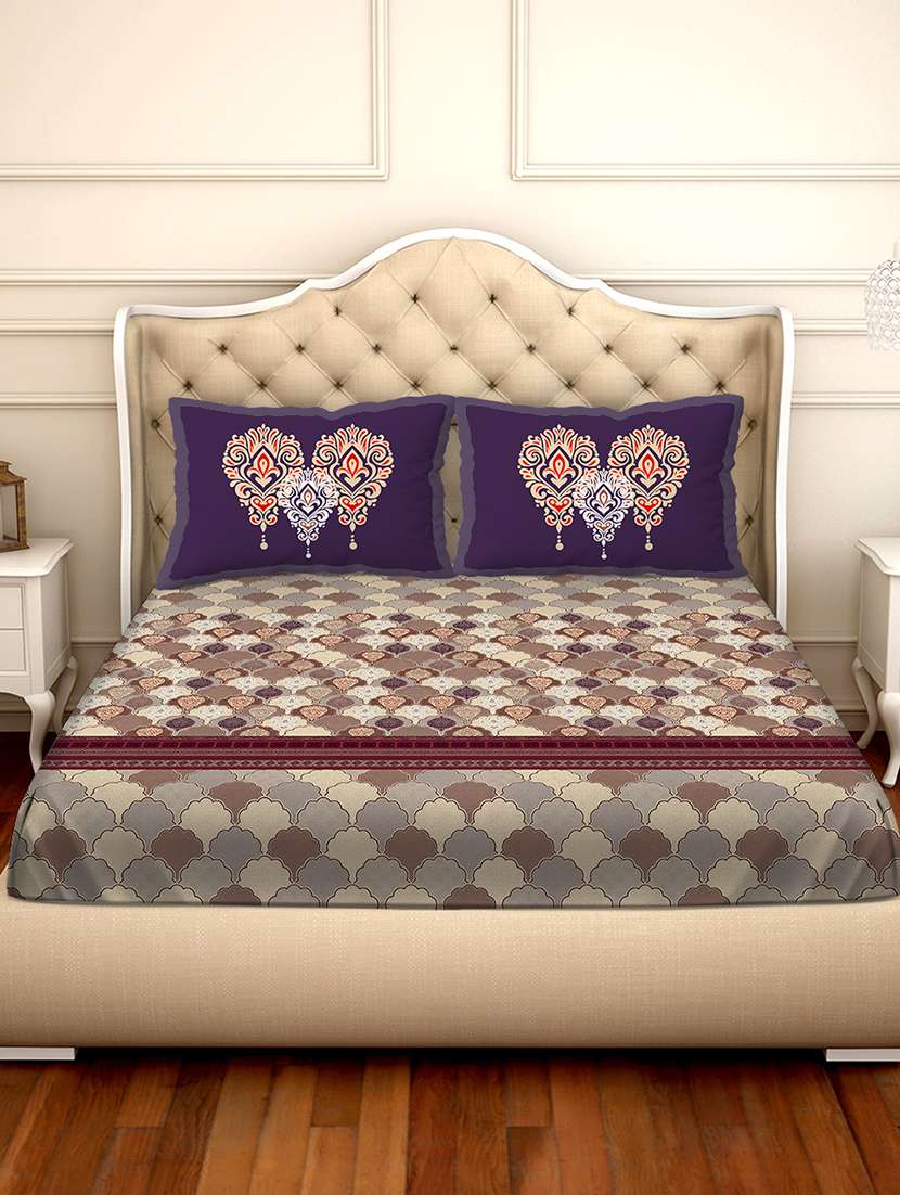 melbourne double bedsheet set super king size 100% luxury cotton purple colour-mlb118 - 17734373 -  Standard Image - 1