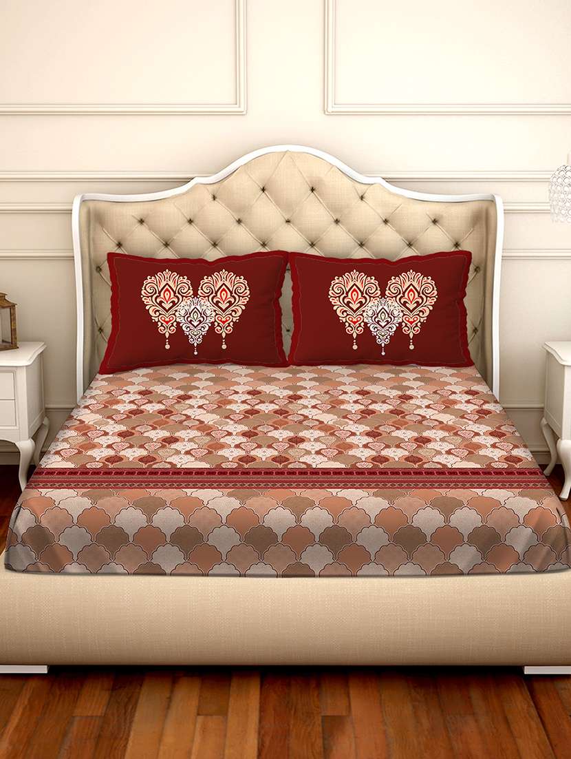 melbourne double bedsheet set super king size 100% luxury cotton red colour-mlb120 - 17734375 -  Standard Image - 1