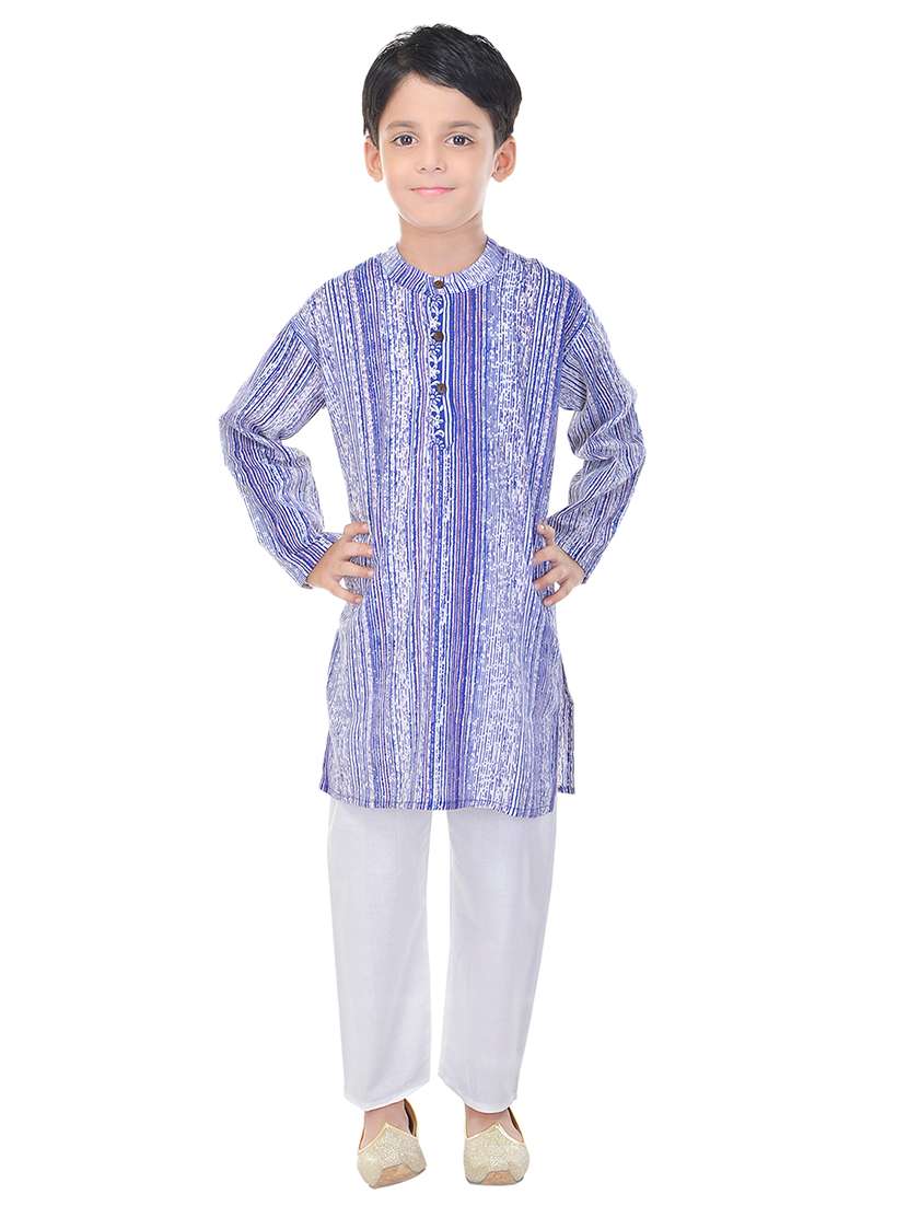 mandarin neck printed kurta with pajama set 