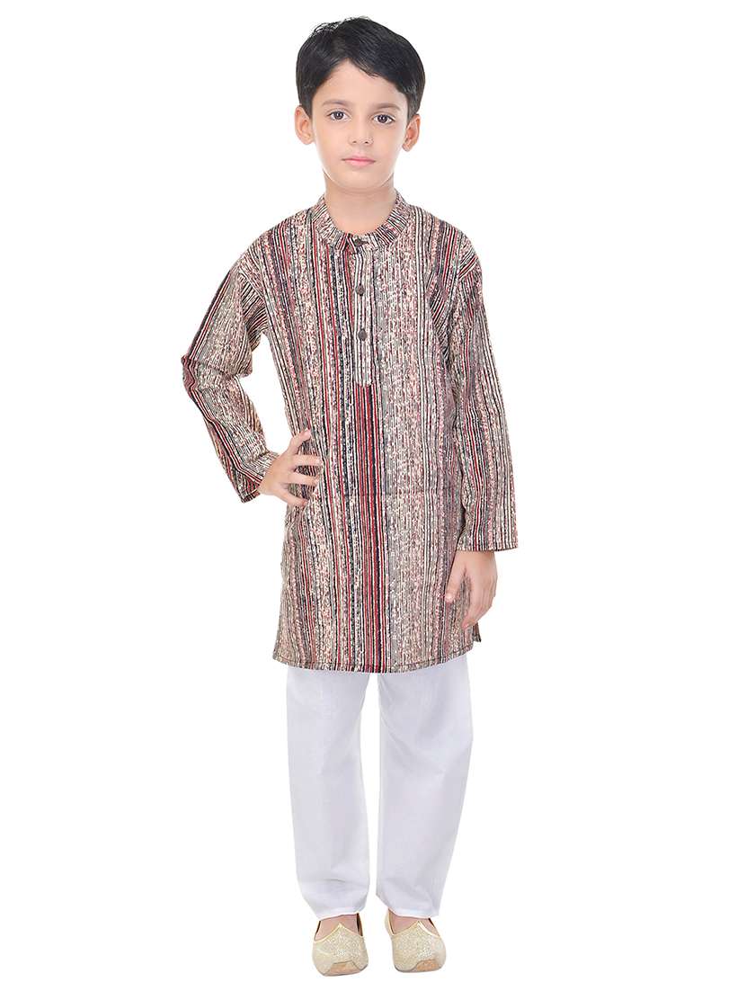 mandarin neck printed kurta with pajama set 