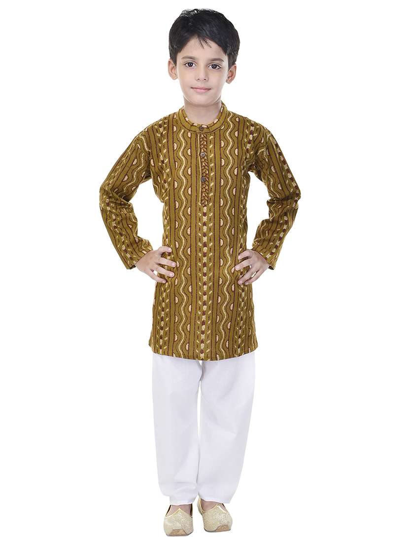 mandarin neck printed kurta with pajama set 