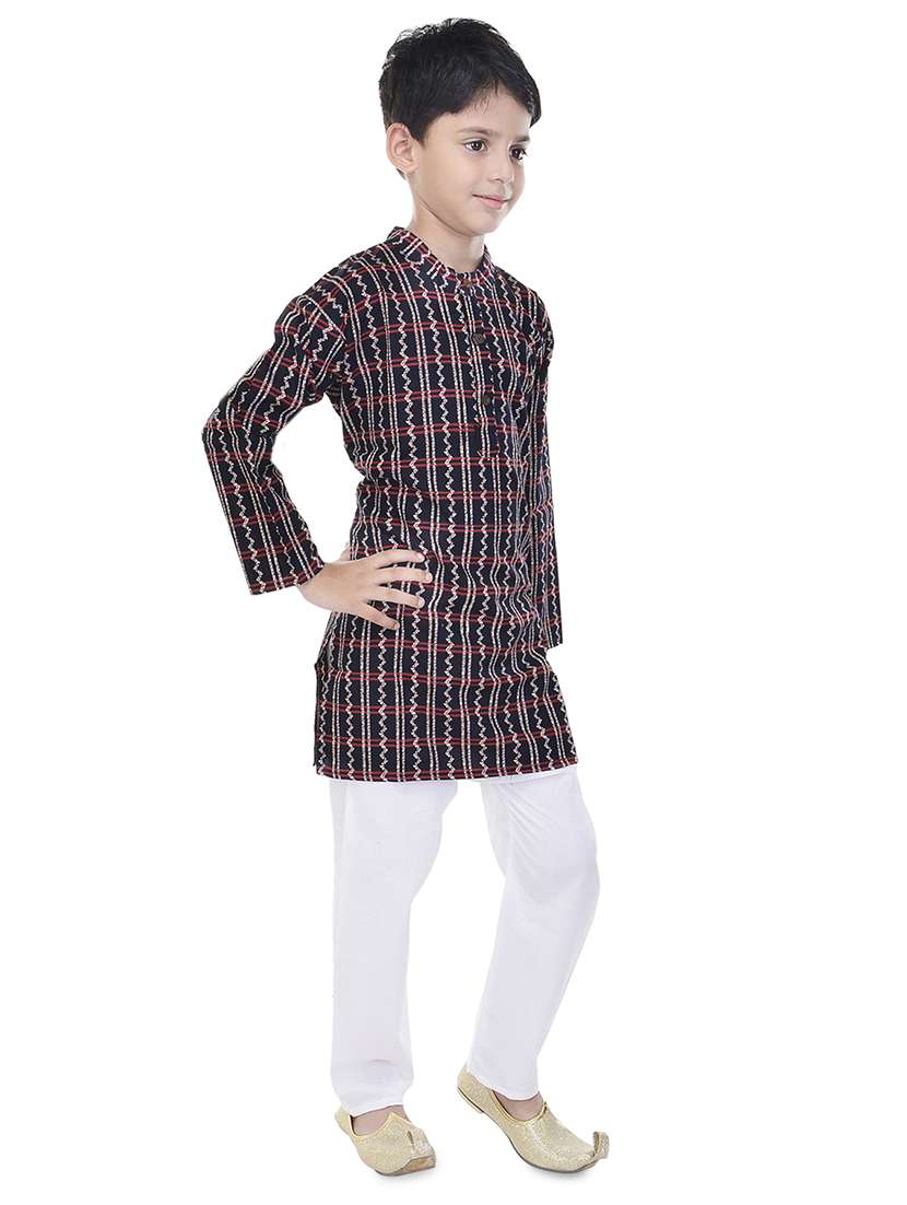 mandarin neck printed kurta with pajama set  - 17734394 -  Standard Image - 1