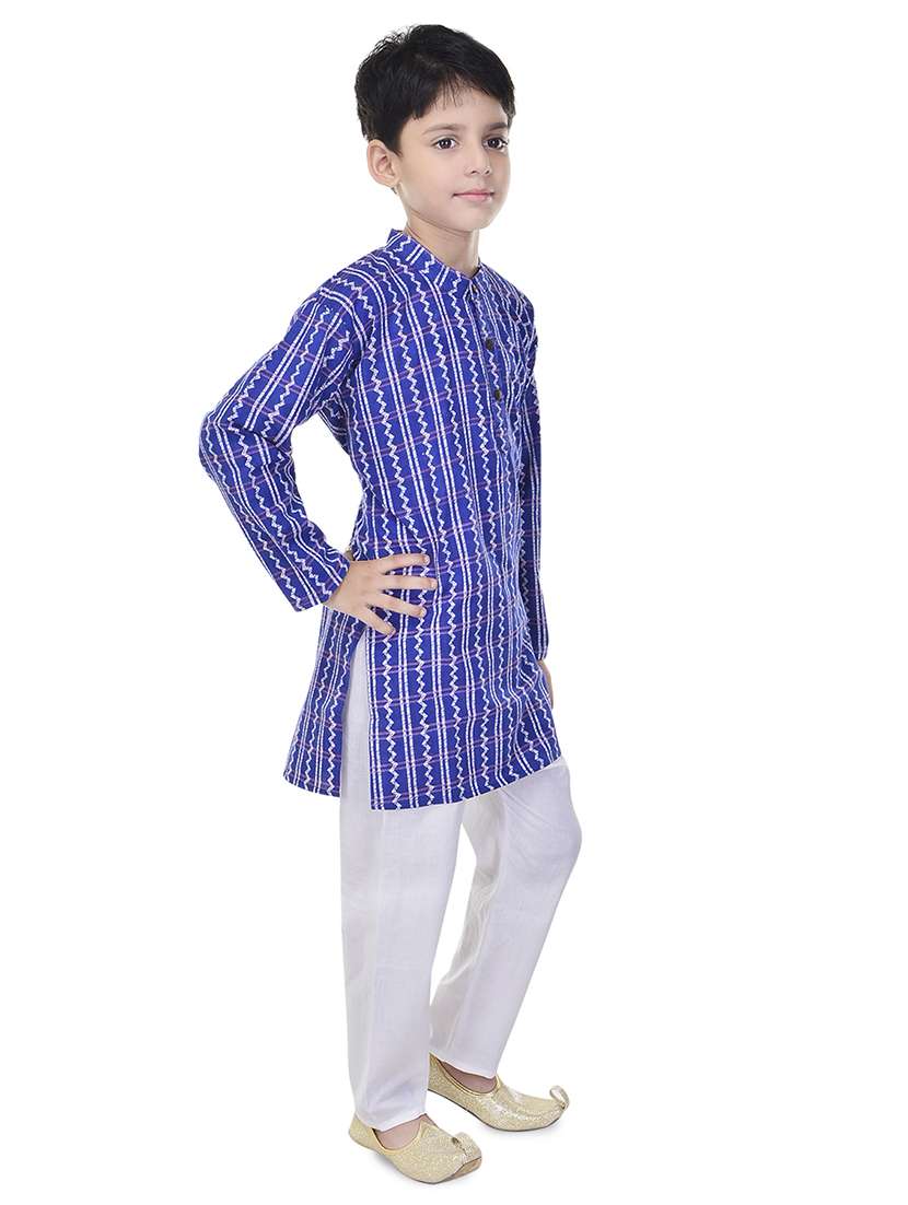mandarin neck printed kurta with pajama set  - 17734395 -  Standard Image - 1
