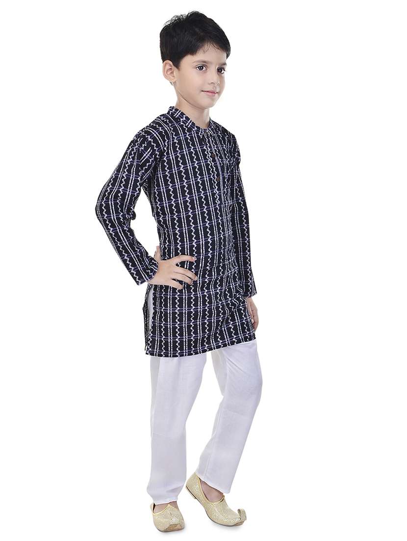 mandarin neck printed kurta with pajama set  - 17734397 -  Standard Image - 1