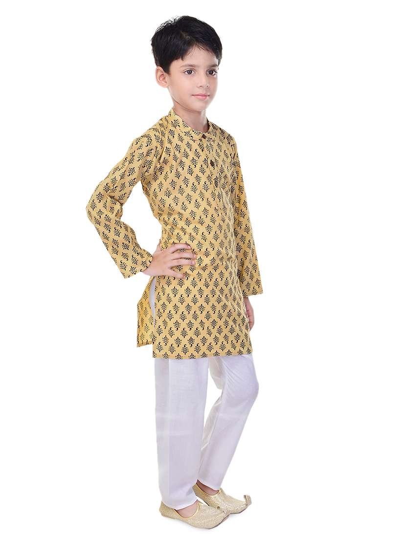 mandarin neck printed kurta with pajama set  - 17734398 -  Standard Image - 1