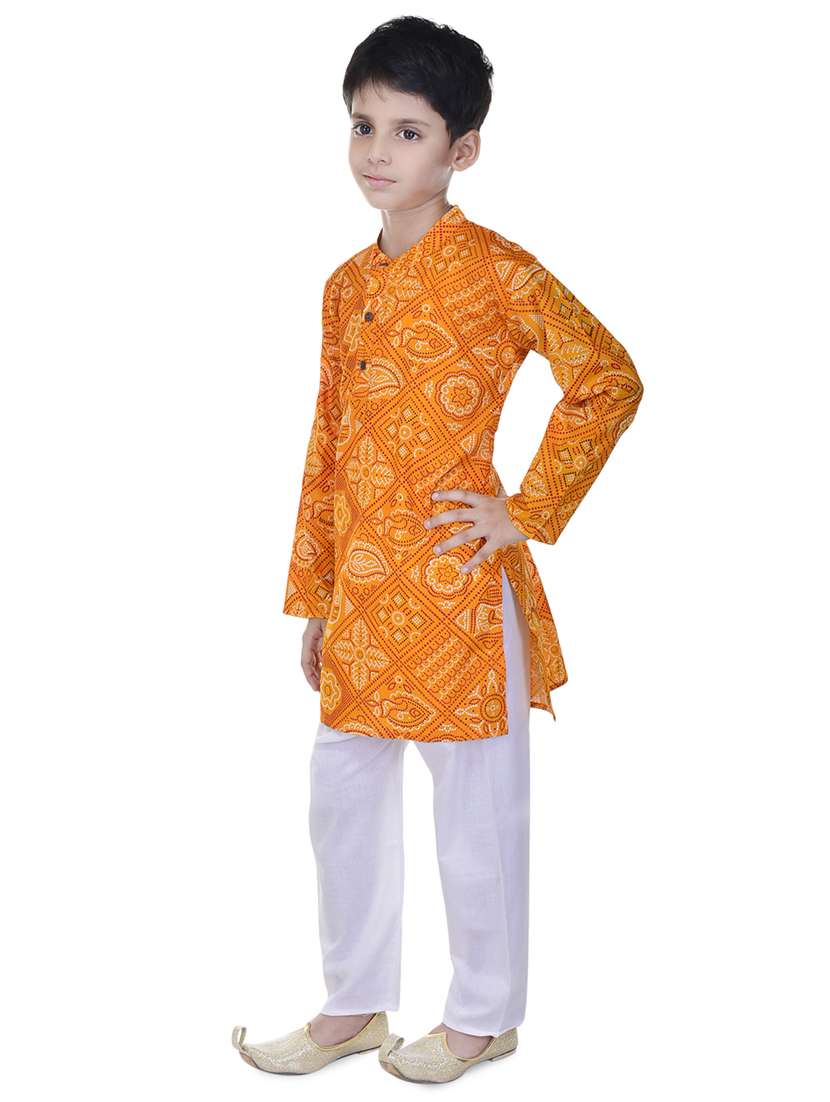 mandarin neck printed kurta with pajama set  - 17734402 -  Standard Image - 1