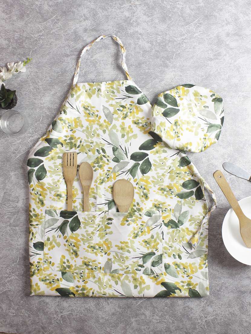 yellow leaf apron & cap