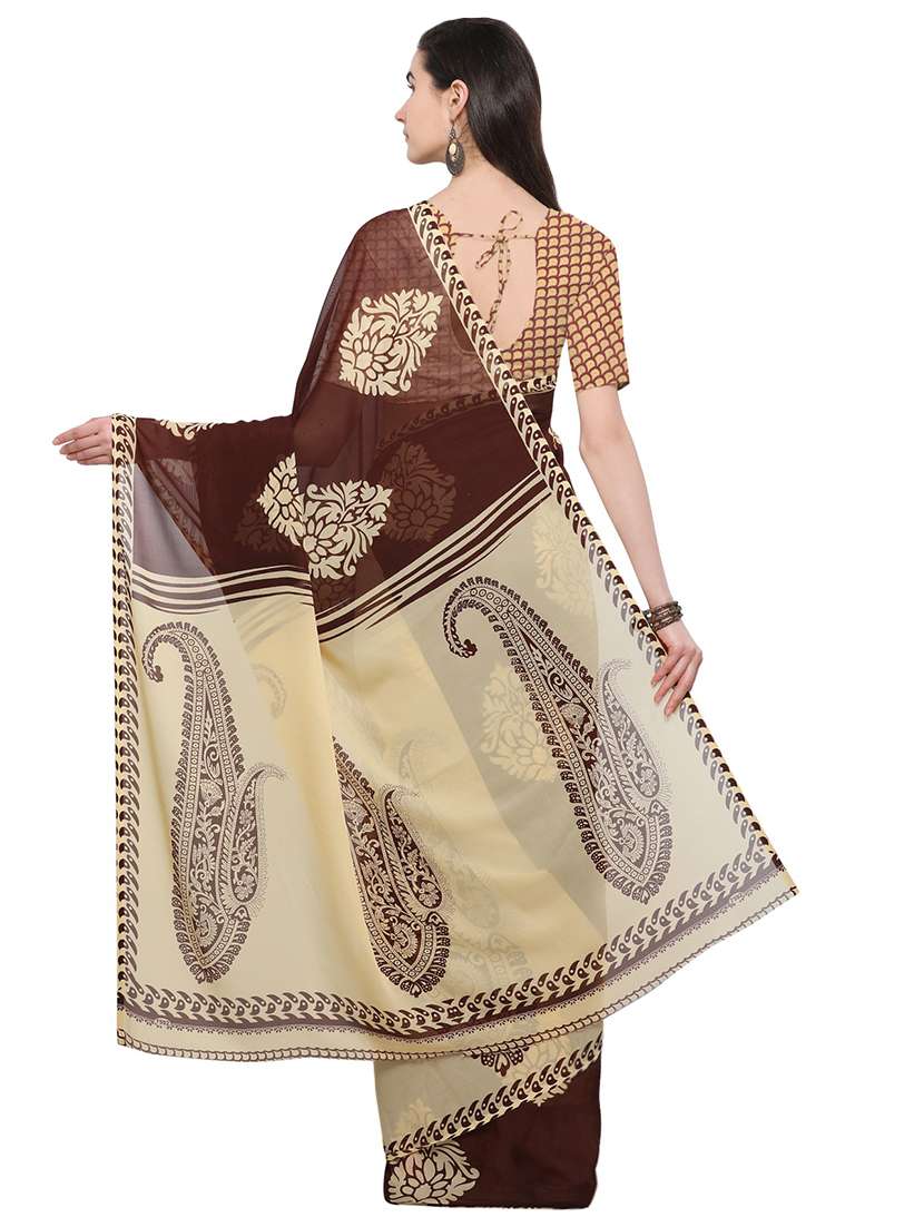 self design printed georgette saree with blouse - 17734571 -  Standard Image - 1