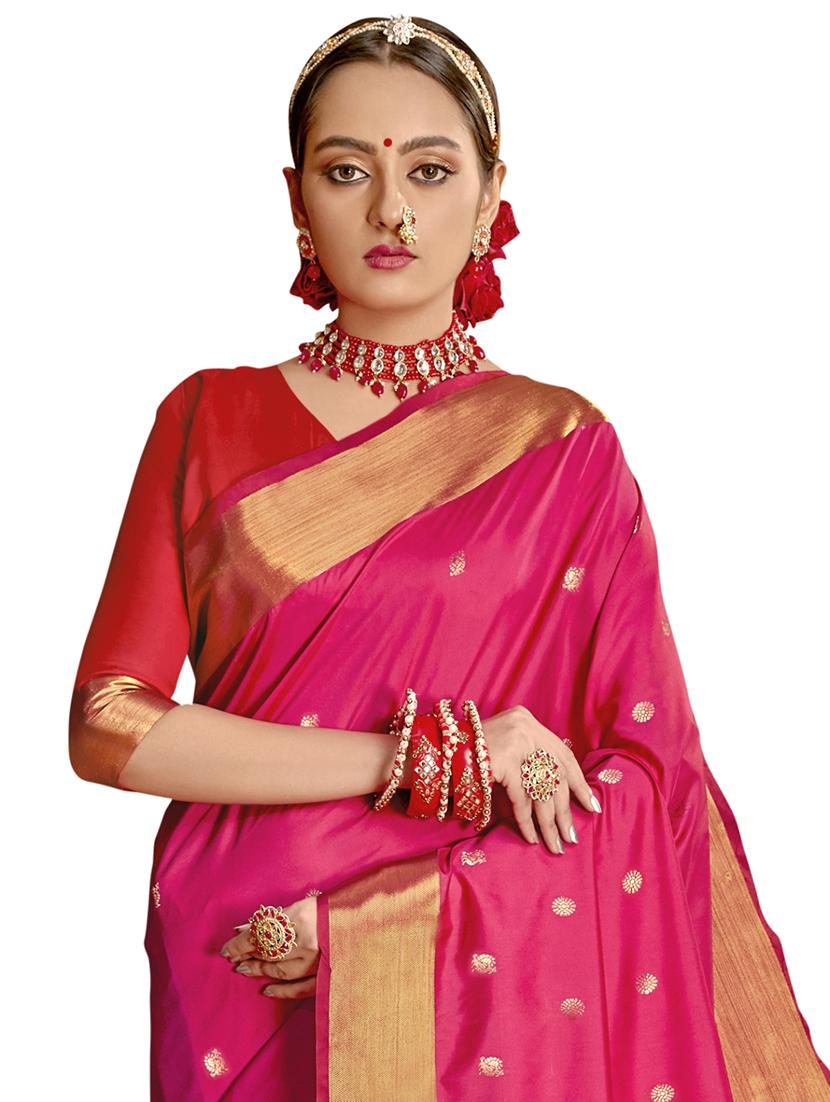 magenta art silk paithani saree with blouse - 17734624 -  Standard Image - 1