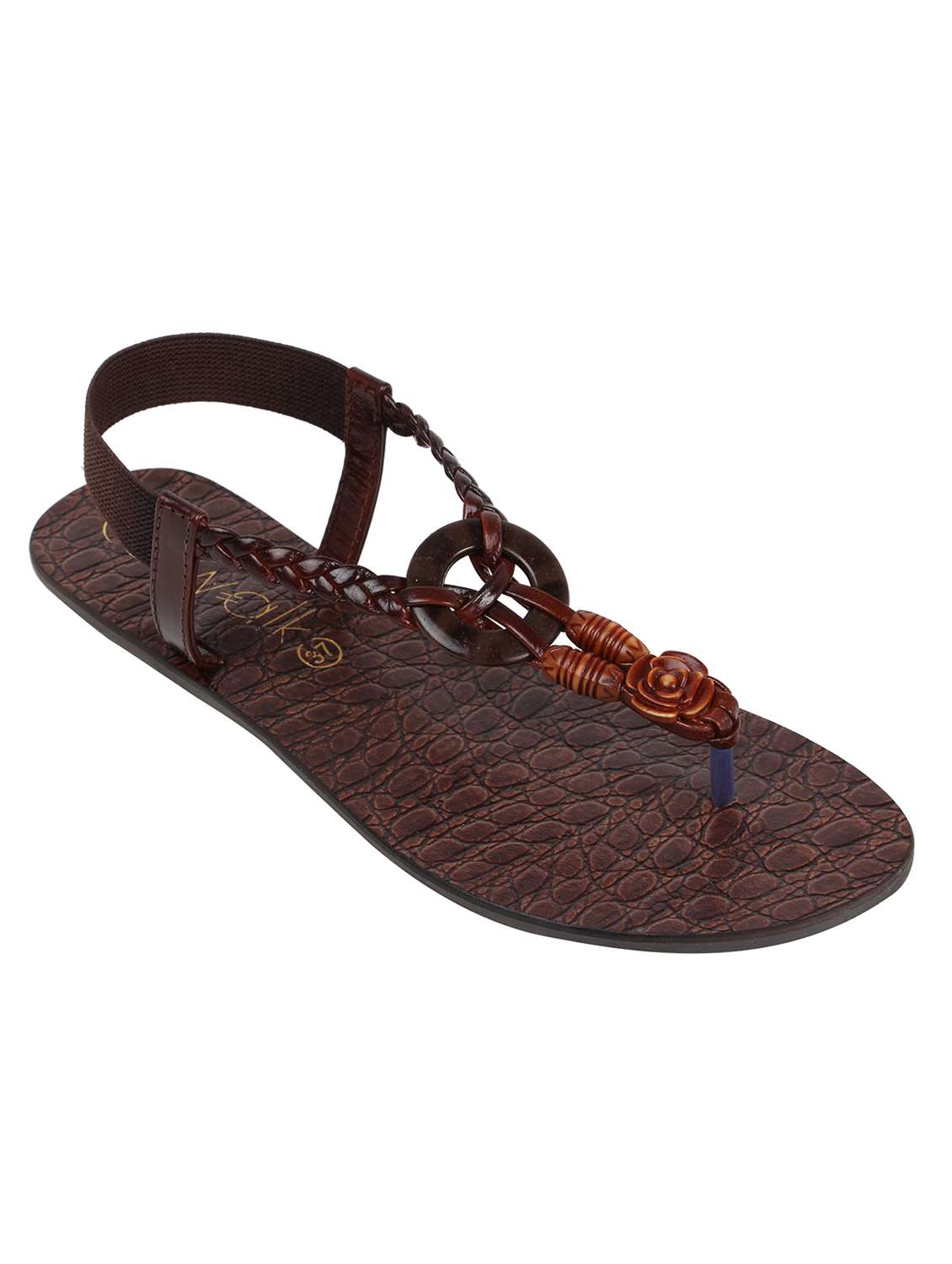 brown open thong sandals