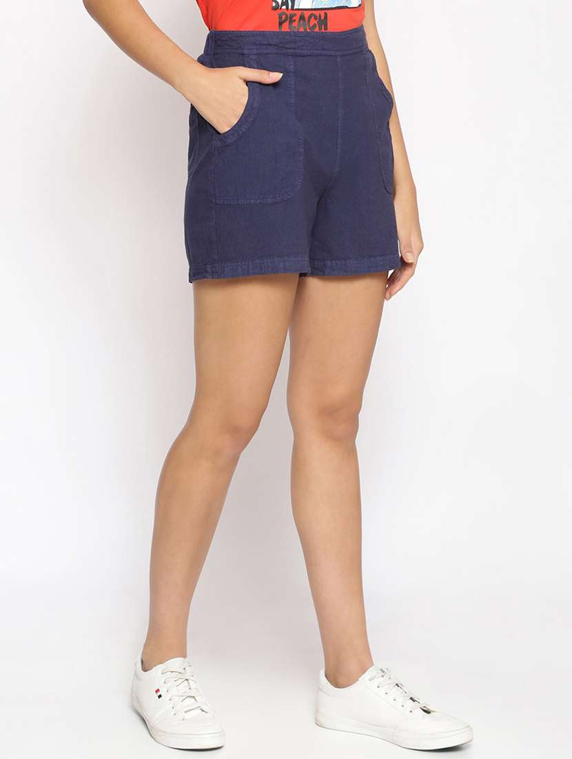 dark blue cotton tailored  shorts - 17735903 -  Standard Image - 1