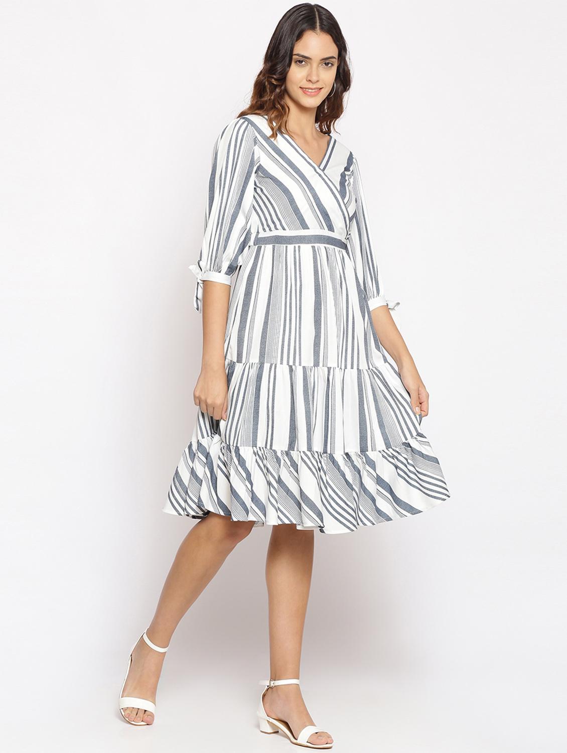 women's wrap striped dress - 17735924 - Standard Image - 1