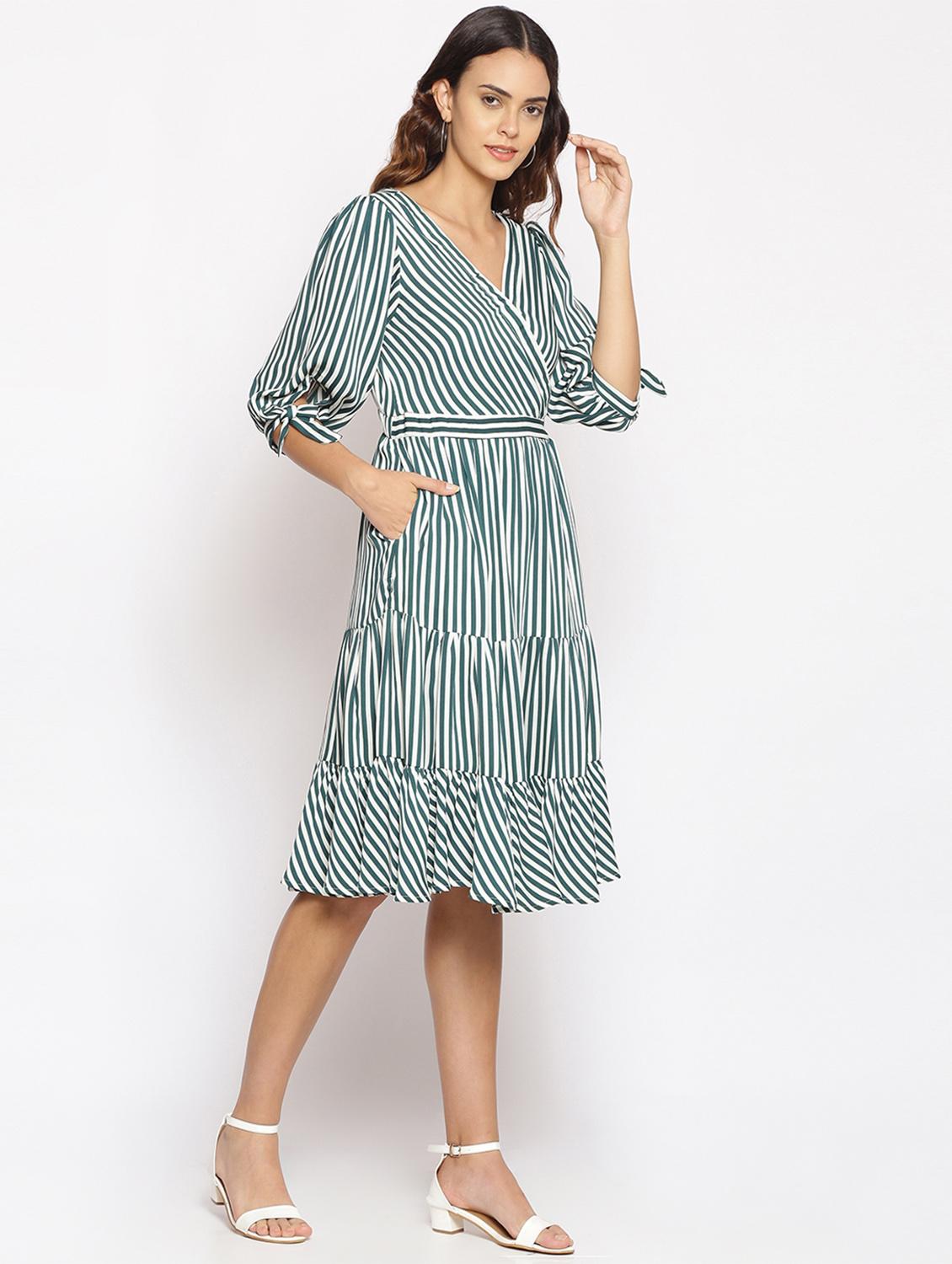 women's wrap striped dress - 17735927 - Standard Image - 1
