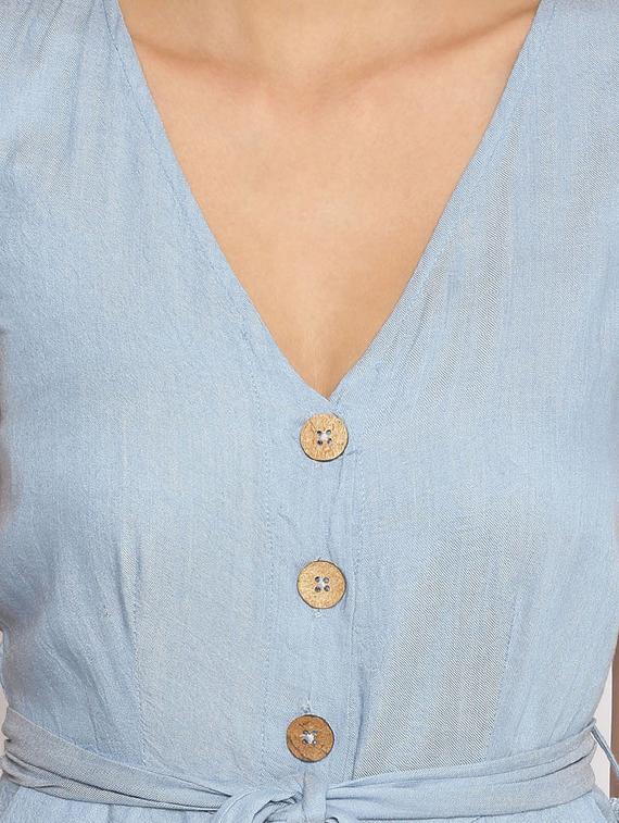 blue polyester dungaree jumpsuit - 17735929 - Standard Image - 4