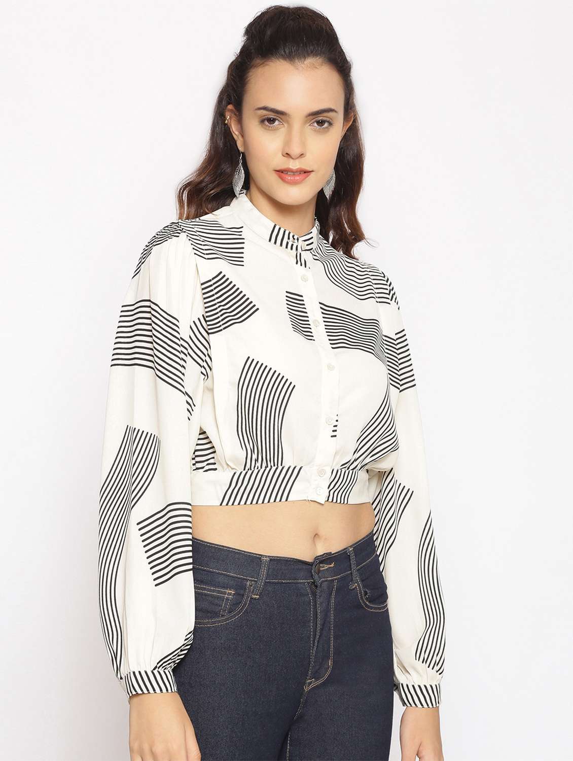 beige polyester crop shirt - 17735936 -  Standard Image - 1
