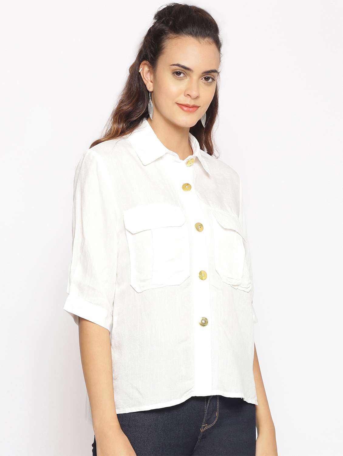 white solid regular shirt - 17735938 -  Standard Image - 1