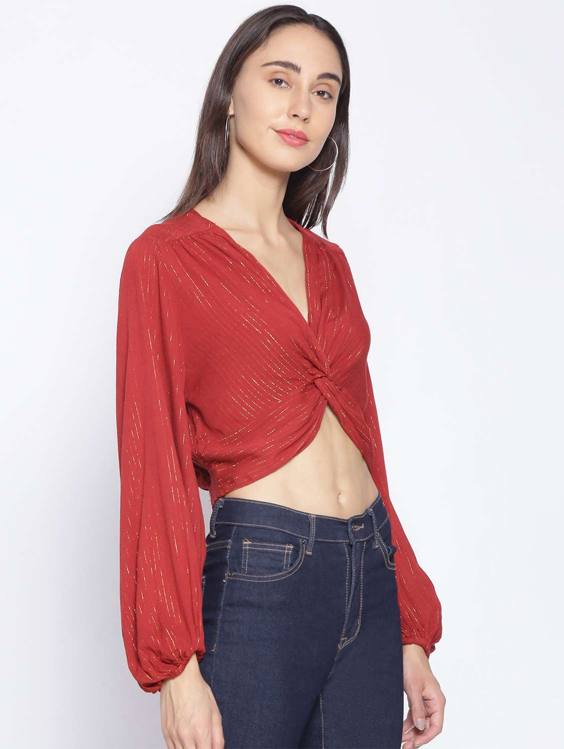 women's crop v neck top - 17735951 -  Standard Image - 1