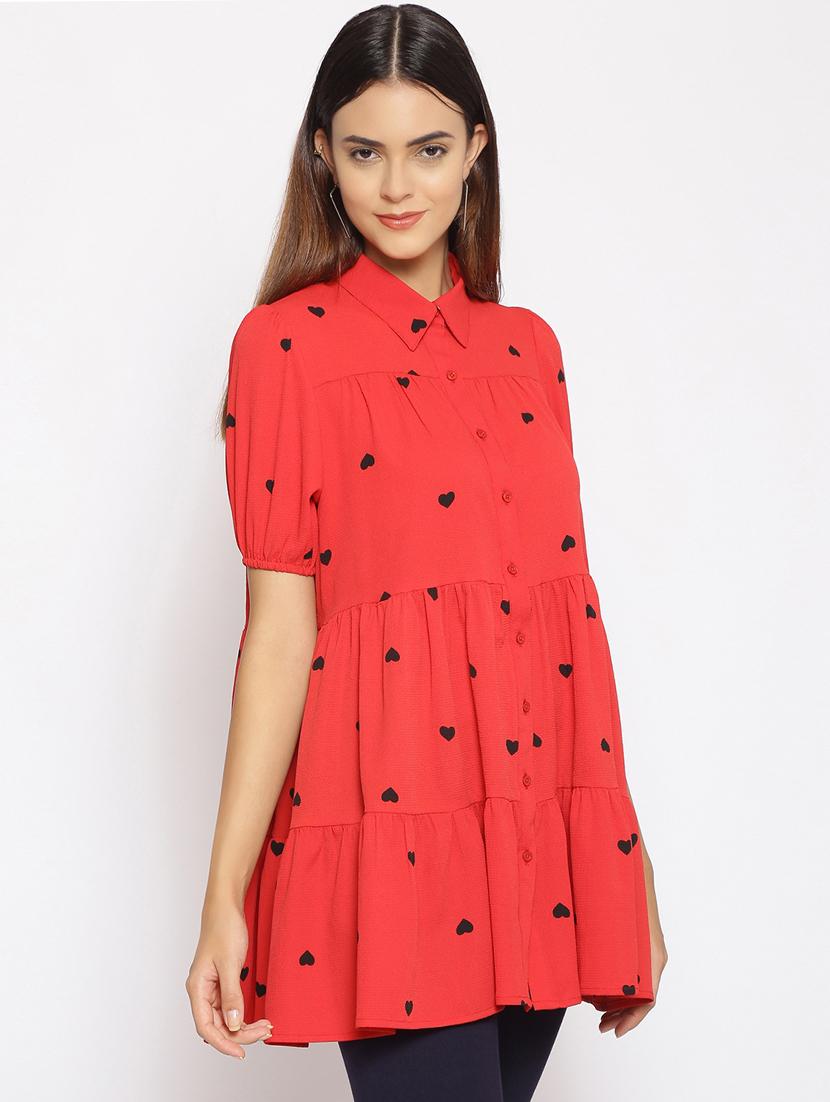 puff sleeved polka dot tunic - 17735977 -  Standard Image - 1