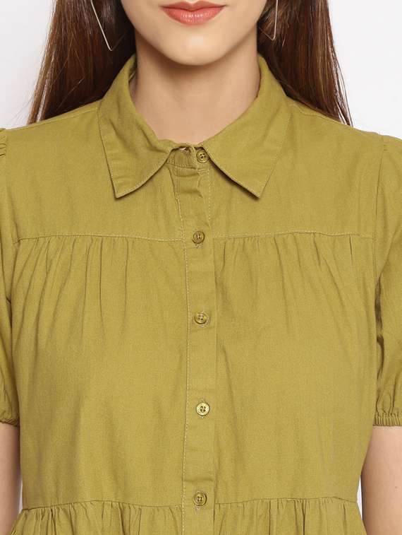 puff sleeved solid shirt tunic - 17735980 -  Standard Image - 4