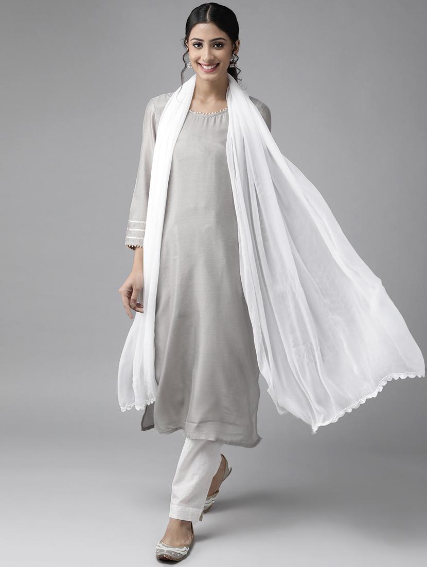 ada lace detailed white plain dupatta - 17736056 - Zoom Image - 0