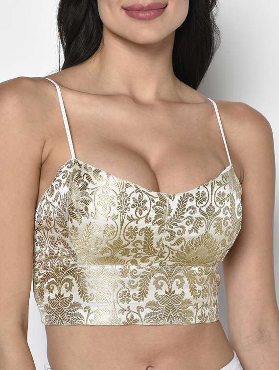 beige printed bralette bra - 17737039 - Standard Image - 4