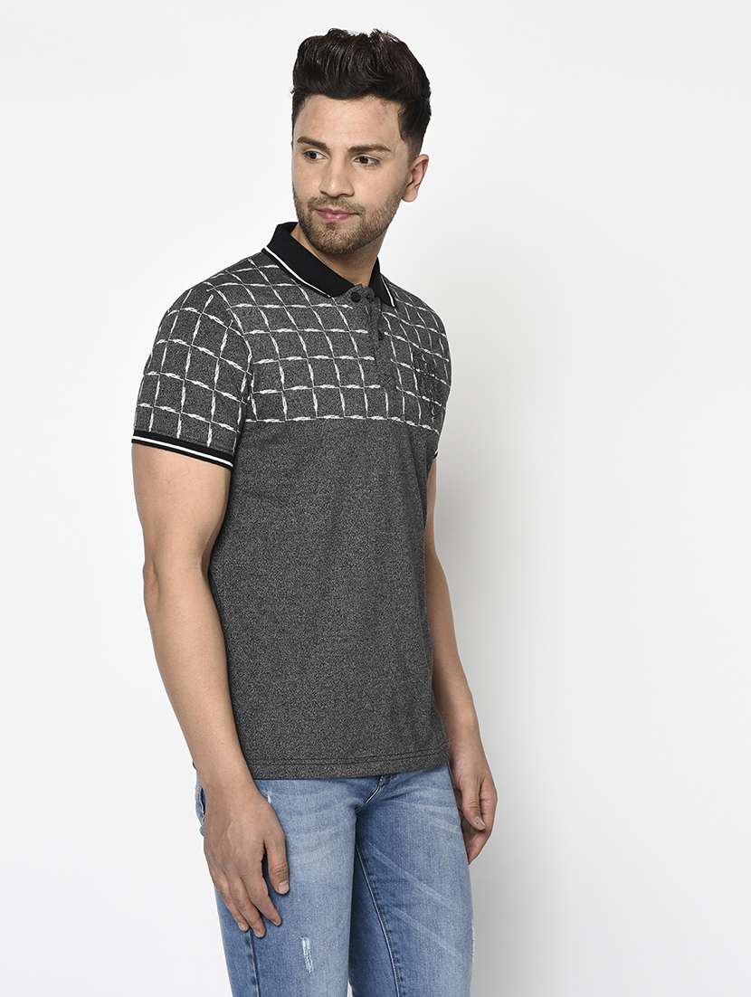 grey printed polo t-shirt - 17737381 -  Standard Image - 1