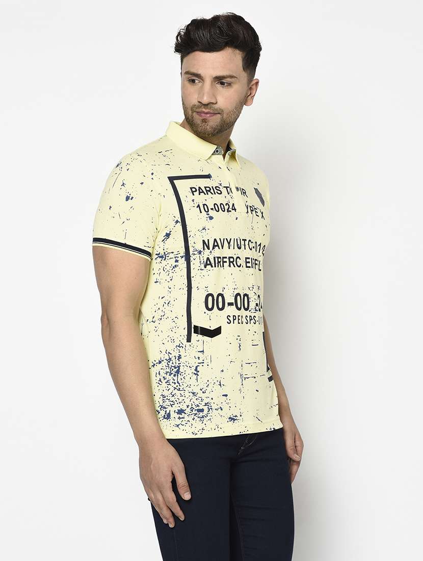 yellow printed polo t-shirt - 17737382 - Standard Image - 1