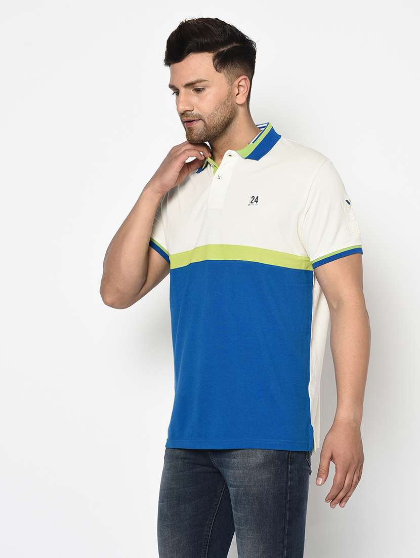 off white color block polo t-shirt - 17737396 -  Standard Image - 1