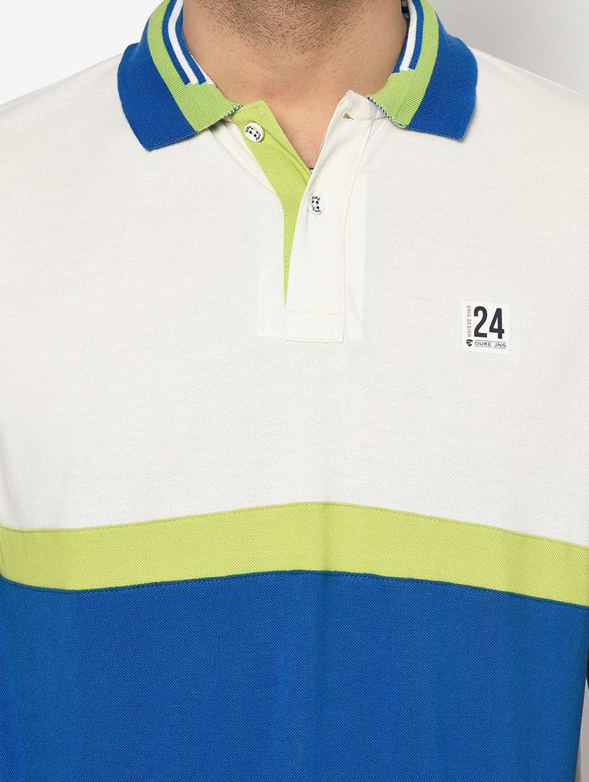 off white color block polo t-shirt - 17737396 - Standard Image - 4