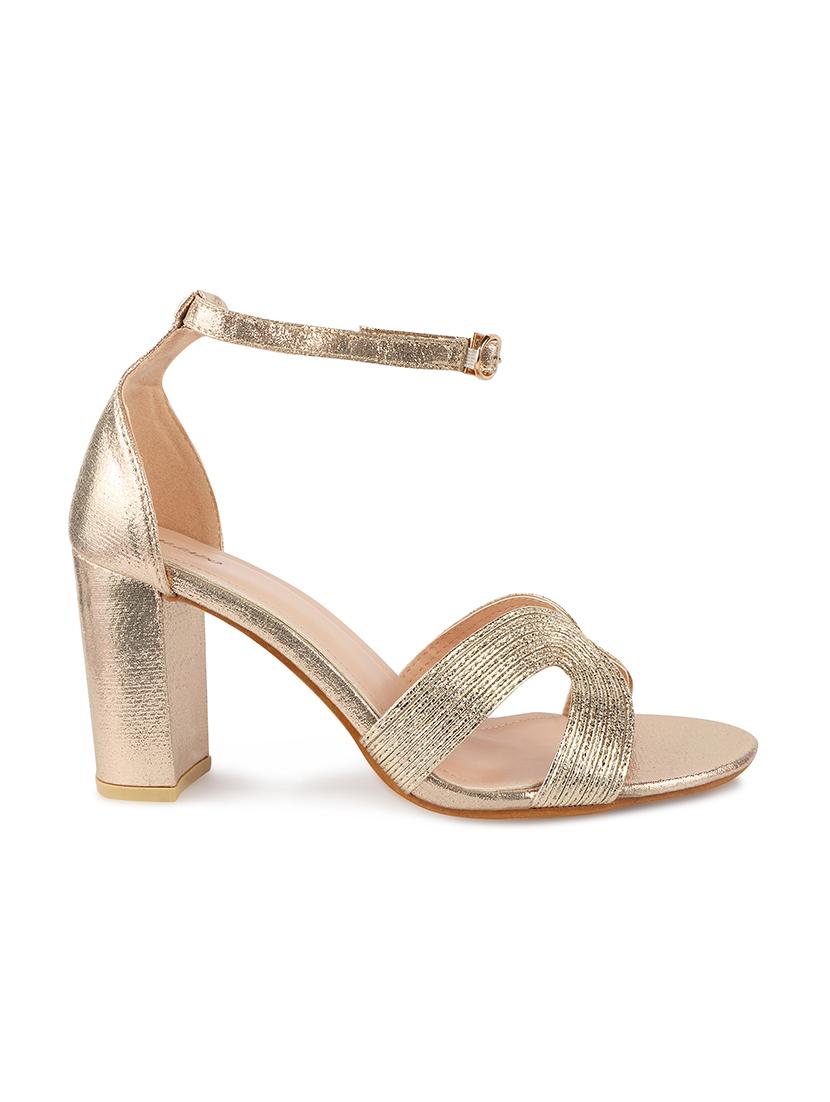 gold synthetic back strap sandals - 17737483 -  Standard Image - 1