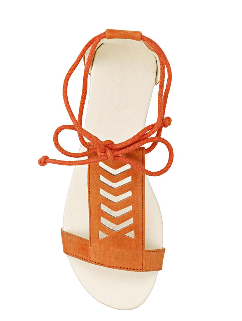 orange velvet laceup sandals - 17737643 - Standard Image - 6