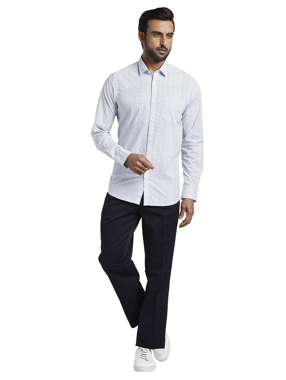 navy blue solid pleated casual trouser - 17737921 - Standard Image - 4