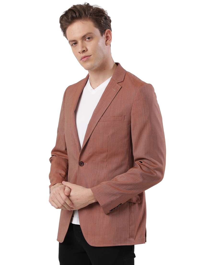rust striped single breasted formal blazer - 17737933 -  Standard Image - 1