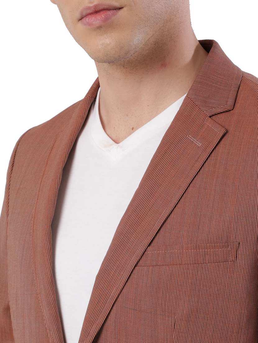 rust striped single breasted formal blazer - 17737933 -  Standard Image - 4