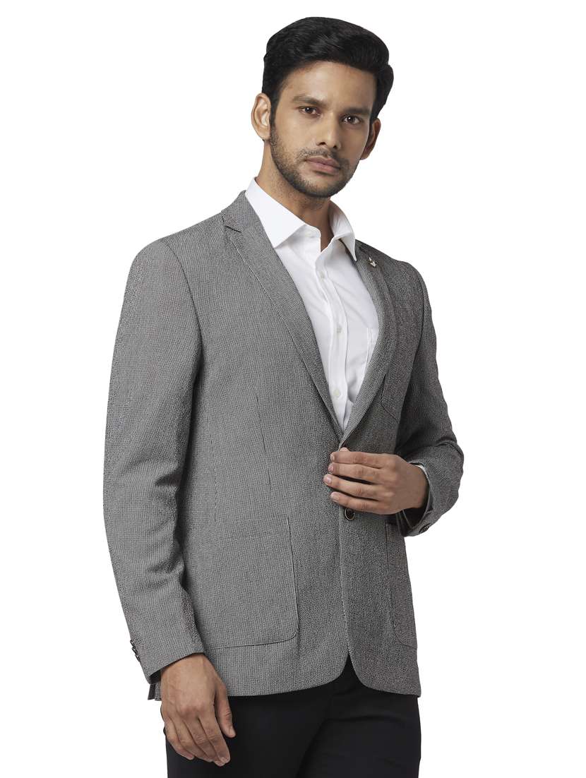 black self design single breasted formal blazer - 17737936 -  Standard Image - 1