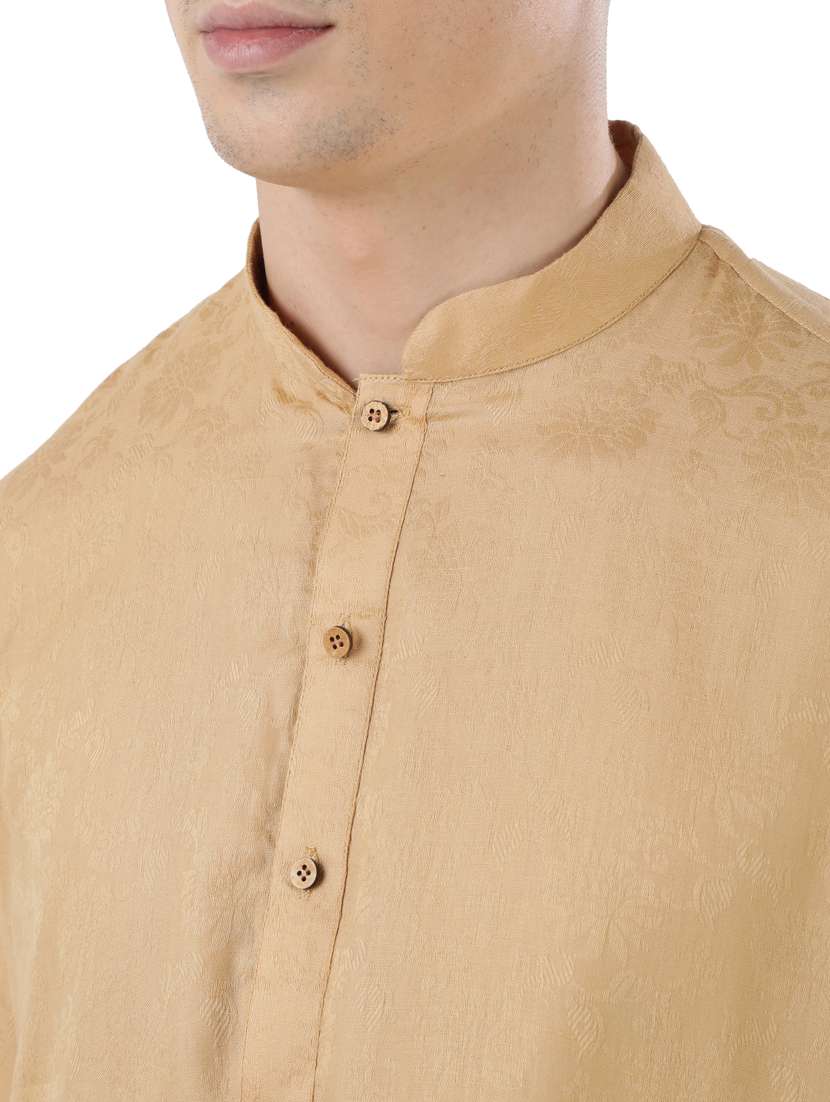 beige self design long kurta - 17737960 -  Standard Image - 4