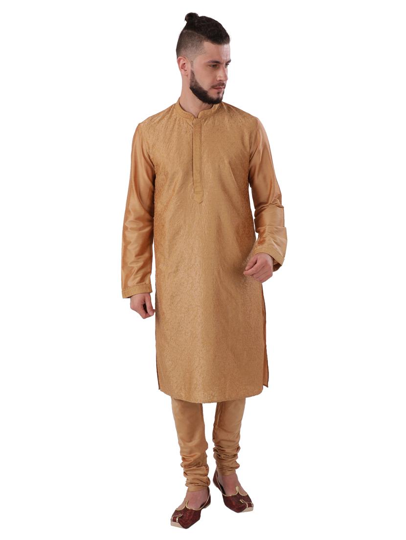 beige embroidered long kurta - 17737992 - Standard Image - 1