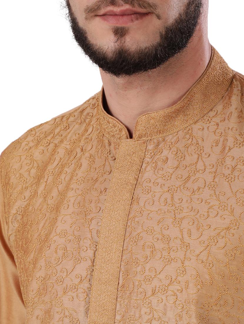 beige embroidered long kurta - 17737992 - Standard Image - 4